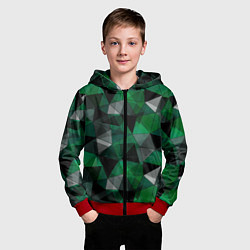 Толстовка на молнии детская Зеленый, серый и черный геометрический, цвет: 3D-красный — фото 2