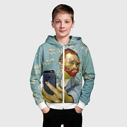 Толстовка на молнии детская Ван Гог Селфи - Арт Портрет, цвет: 3D-белый — фото 2