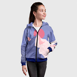 Толстовка на молнии детская Пейзаж гор и леса в стиле ретро, цвет: 3D-синий — фото 2