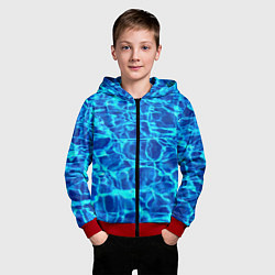 Толстовка на молнии детская Текстура поверхности воды, цвет: 3D-красный — фото 2