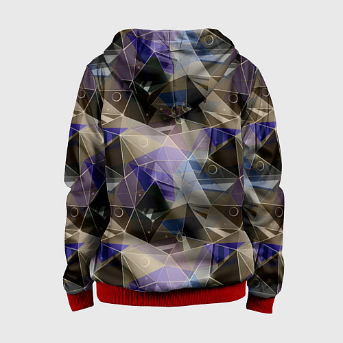 Детская толстовка на молнии Полигональный абстрактный: бежевый, коричневый, си / 3D-Красный – фото 2