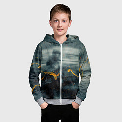 Толстовка на молнии детская Абстрактные силуэты и золотая краска, цвет: 3D-меланж — фото 2
