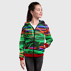 Толстовка на молнии детская Абстрактное множество цветных линий, цвет: 3D-красный — фото 2