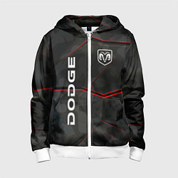 Толстовка на молнии детская Dodge абстракция спорт, цвет: 3D-белый