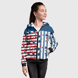 Толстовка на молнии детская Blue stars on a striped pattern, цвет: 3D-черный — фото 2