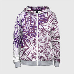 Толстовка на молнии детская Фиолетовые мандалы, цвет: 3D-меланж