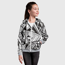 Толстовка на молнии детская Черно белый узор, цвет: 3D-меланж — фото 2