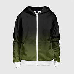 Толстовка на молнии детская Черный и хвойный зеленый градиент, цвет: 3D-белый