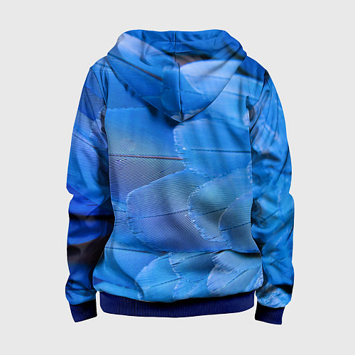 Детская толстовка на молнии Текстура с голубыми перьями / 3D-Синий – фото 2