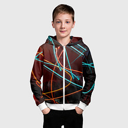 Толстовка на молнии детская Неоновые лучи на тёмной поверхности, цвет: 3D-белый — фото 2