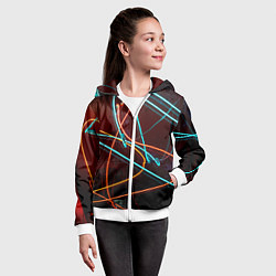 Толстовка на молнии детская Неоновые лучи на тёмной поверхности, цвет: 3D-белый — фото 2