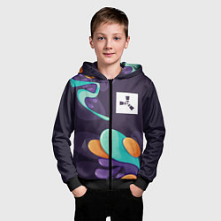 Толстовка на молнии детская Rust graffity splash, цвет: 3D-черный — фото 2