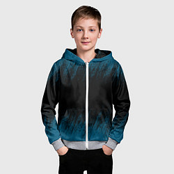 Толстовка на молнии детская Синие штрихи на черном, цвет: 3D-меланж — фото 2
