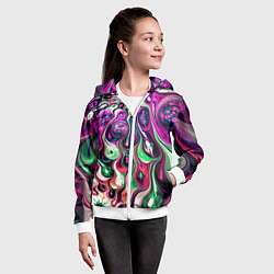 Толстовка на молнии детская Движение вируса, цвет: 3D-белый — фото 2