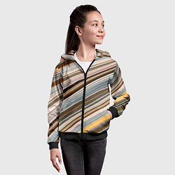 Толстовка на молнии детская Colored wavy lines, цвет: 3D-черный — фото 2