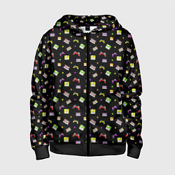 Детская толстовка на молнии 90s pattern on black