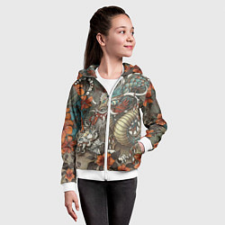 Толстовка на молнии детская Тигр и дракон мифические, цвет: 3D-белый — фото 2