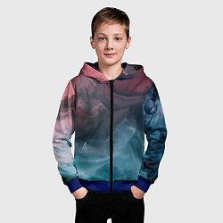 Толстовка на молнии детская Розовый и синий дым во тьме, цвет: 3D-синий — фото 2