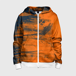 Толстовка на молнии детская Абстрактная оранжевая поверхность и чёрные тени, цвет: 3D-белый