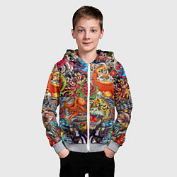 Толстовка на молнии детская Красочная иллюстрация, цвет: 3D-меланж — фото 2