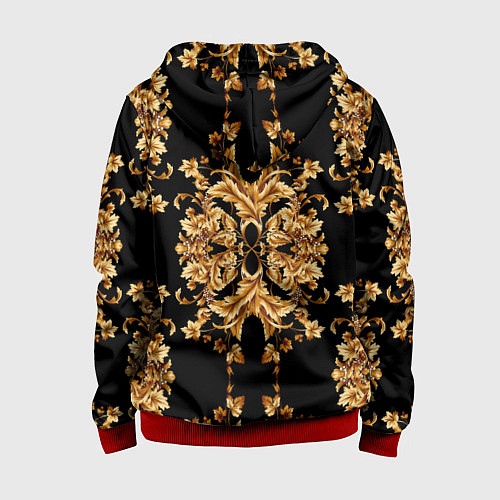 Детская толстовка на молнии Золотая гжель модные цветы / 3D-Красный – фото 2