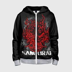 Толстовка на молнии детская Samurai - Red logo - Cyberpunk 2077, цвет: 3D-меланж