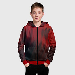 Толстовка на молнии детская Красные абстрактные волны во тьме, цвет: 3D-красный — фото 2