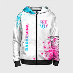 Толстовка на молнии детская Barcelona neon gradient style: надпись, символ, цвет: 3D-черный