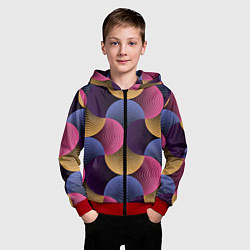 Толстовка на молнии детская Абстрактные полосы - оптическая иллюзия, цвет: 3D-красный — фото 2