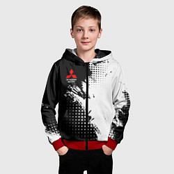 Толстовка на молнии детская Mitsubishi - черно-белая абстракция, цвет: 3D-красный — фото 2