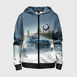 Толстовка на молнии детская Крутая бэха мчится по лесной дороге, цвет: 3D-черный