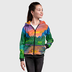 Толстовка на молнии детская Закат на реке, цвет: 3D-черный — фото 2