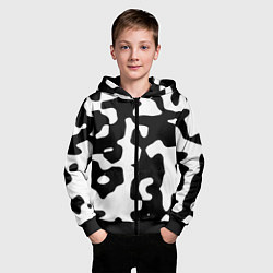 Толстовка на молнии детская Камуфляж Cowskin крупный, цвет: 3D-черный — фото 2