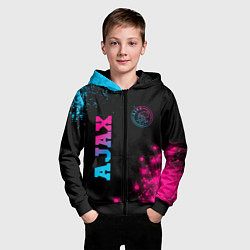 Толстовка на молнии детская Ajax - neon gradient: надпись, символ, цвет: 3D-черный — фото 2