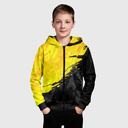 Толстовка на молнии детская Black and yellow, цвет: 3D-черный — фото 2