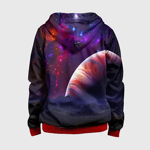 Детская толстовка на молнии Бесконечное космическое пространство - Планета / 3D-Красный – фото 2