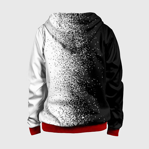 Детская толстовка на молнии Брызги красок - Черно-белый / 3D-Красный – фото 2