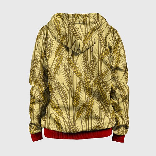 Детская толстовка на молнии Винтажные колоски пшеницы / 3D-Красный – фото 2