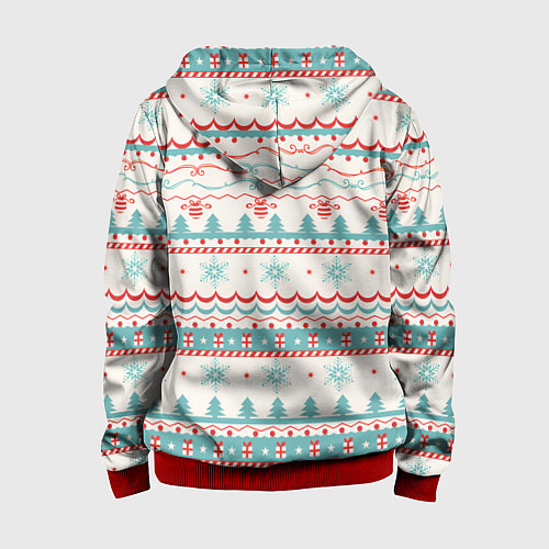 Детская толстовка на молнии Новогодний свитер, но без оленей / 3D-Красный – фото 2