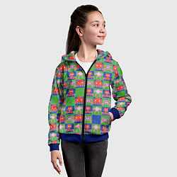 Толстовка на молнии детская Пиксельный рисунок поп арт, цвет: 3D-синий — фото 2