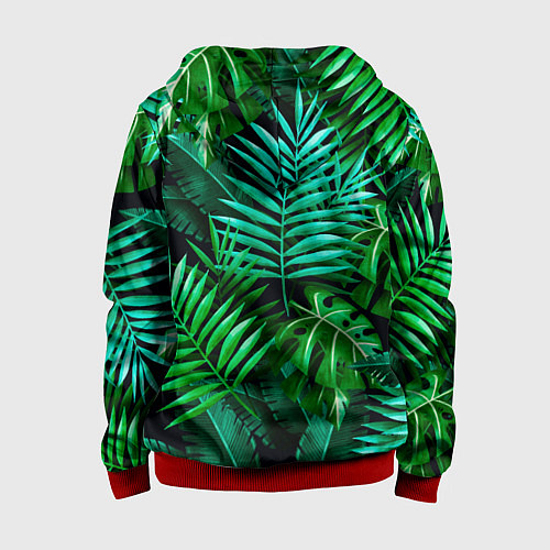 Детская толстовка на молнии Тропические растения - текстура / 3D-Красный – фото 2