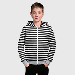 Толстовка на молнии детская Полосатый черно-белый паттерн с нарисованной рукой, цвет: 3D-меланж — фото 2