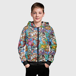 Толстовка на молнии детская Сумасшедший поп-арт, цвет: 3D-черный — фото 2