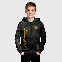 Толстовка на молнии детская Lamborghini серые треугольники, цвет: 3D-черный — фото 2