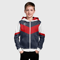 Толстовка на молнии детская FIRM темно-синий с красной полосой, цвет: 3D-белый — фото 2