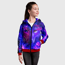 Толстовка на молнии детская Волшебный звездный волк, цвет: 3D-красный — фото 2