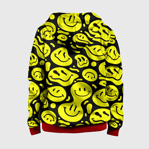 Детская толстовка на молнии Кислотный желтый смайлик / 3D-Красный – фото 2