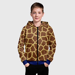 Толстовка на молнии детская Текстура жирафа, цвет: 3D-синий — фото 2