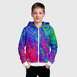 Толстовка на молнии детская Разноцветная импрессивная композиция, цвет: 3D-белый — фото 2