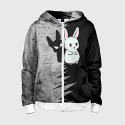 Толстовка на молнии детская Теневой зайка, цвет: 3D-белый